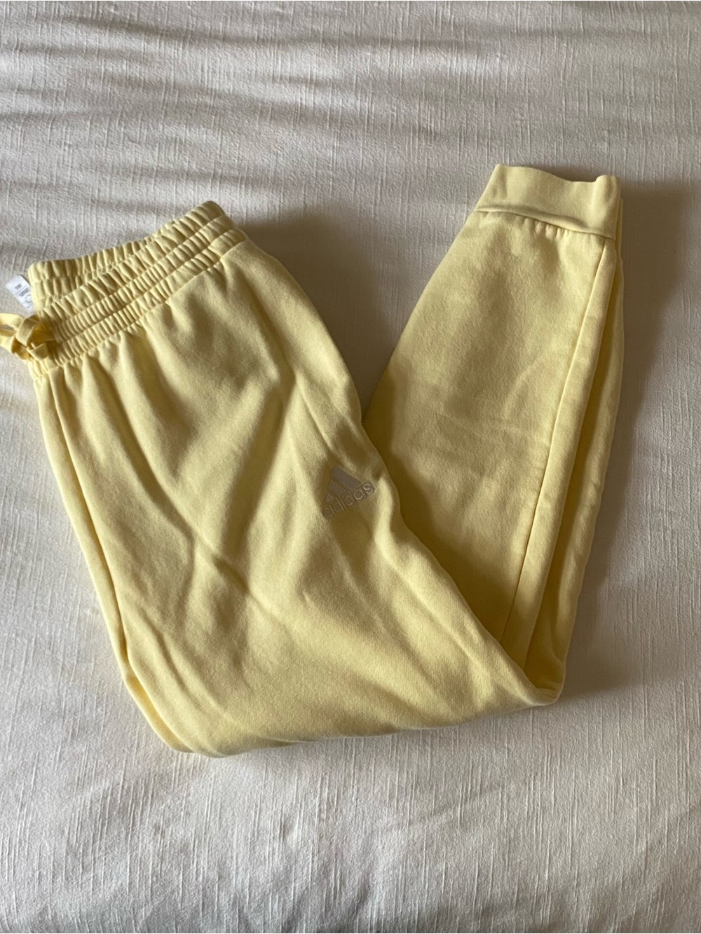adidas Pale Yellow Sweatpants with Elastic Waistband